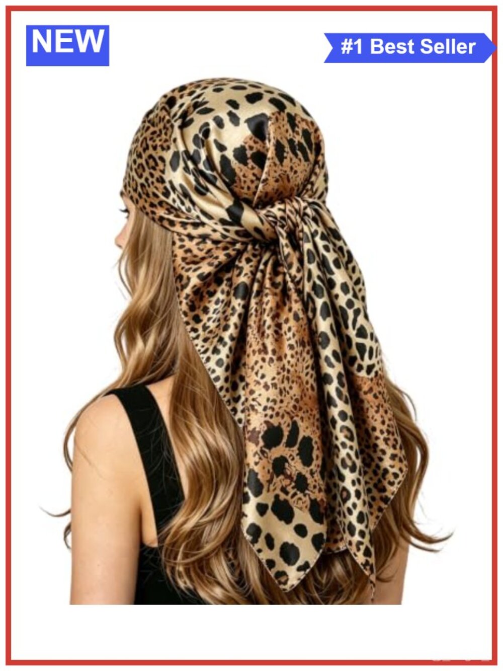 Leopard Print Satin Square Scarf 35x35 Headscarf Neck Scarf Shawl